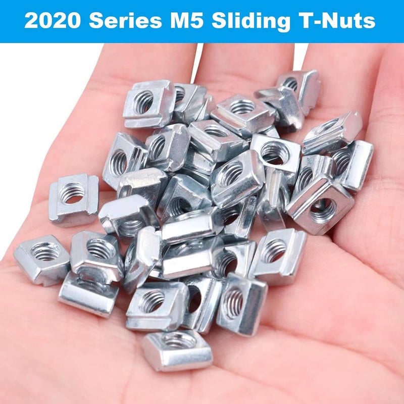 Yinpecly 100Pcs 2020 Series M5 Sliding T Nuts Metric M5 Thread Slide in T-Nut for 20x20 Standard 6mm T-Slot Aluminum Extrusion Profile - Image 3